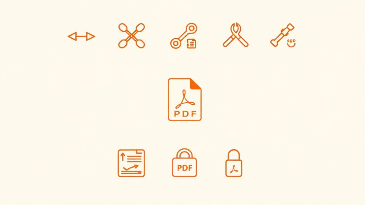 Illustration of PDF tool icons arranged around a central PDF document representing the PDFCraft toolkit